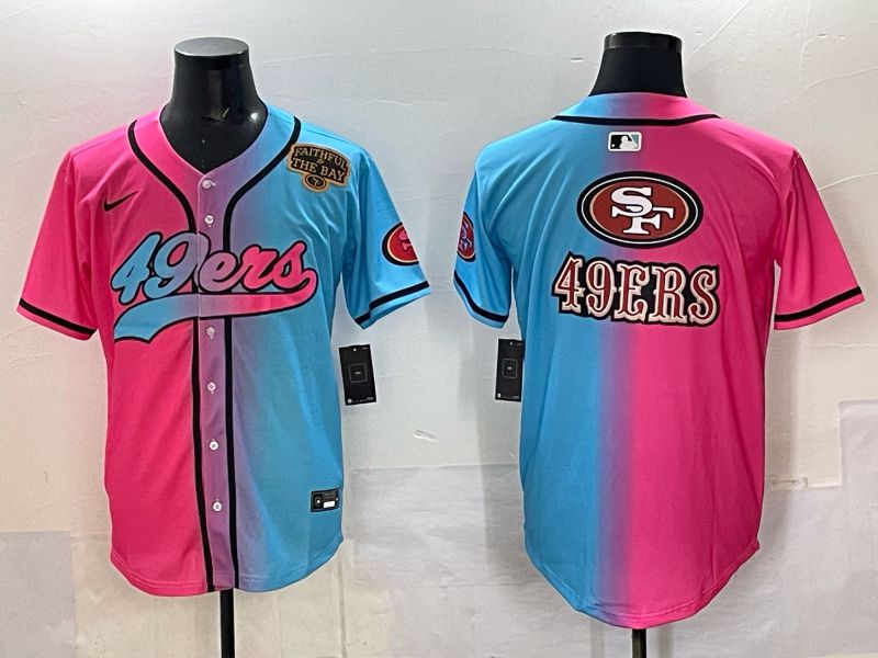 Men 2025 San Francisco 49ers Blank Blue pink Nike Limited NFL Jersey style 010->san francisco 49ers->NFL Jersey